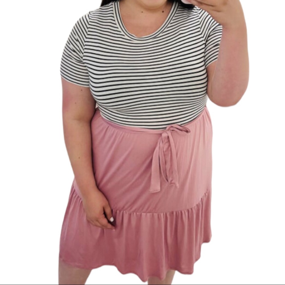 HoneyMe Mauve Pink Striped Dress 2XL NWT